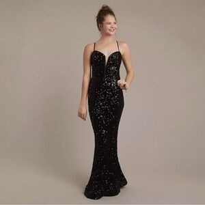 Jules & Cleo Women's Size 12 Evening Gown Prom Dress Fully Sequined Lace up Back